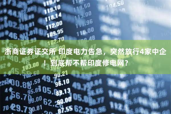 浙商证券证交所 印度电力告急，突然放行4家中企！到底帮不帮印度修电网？